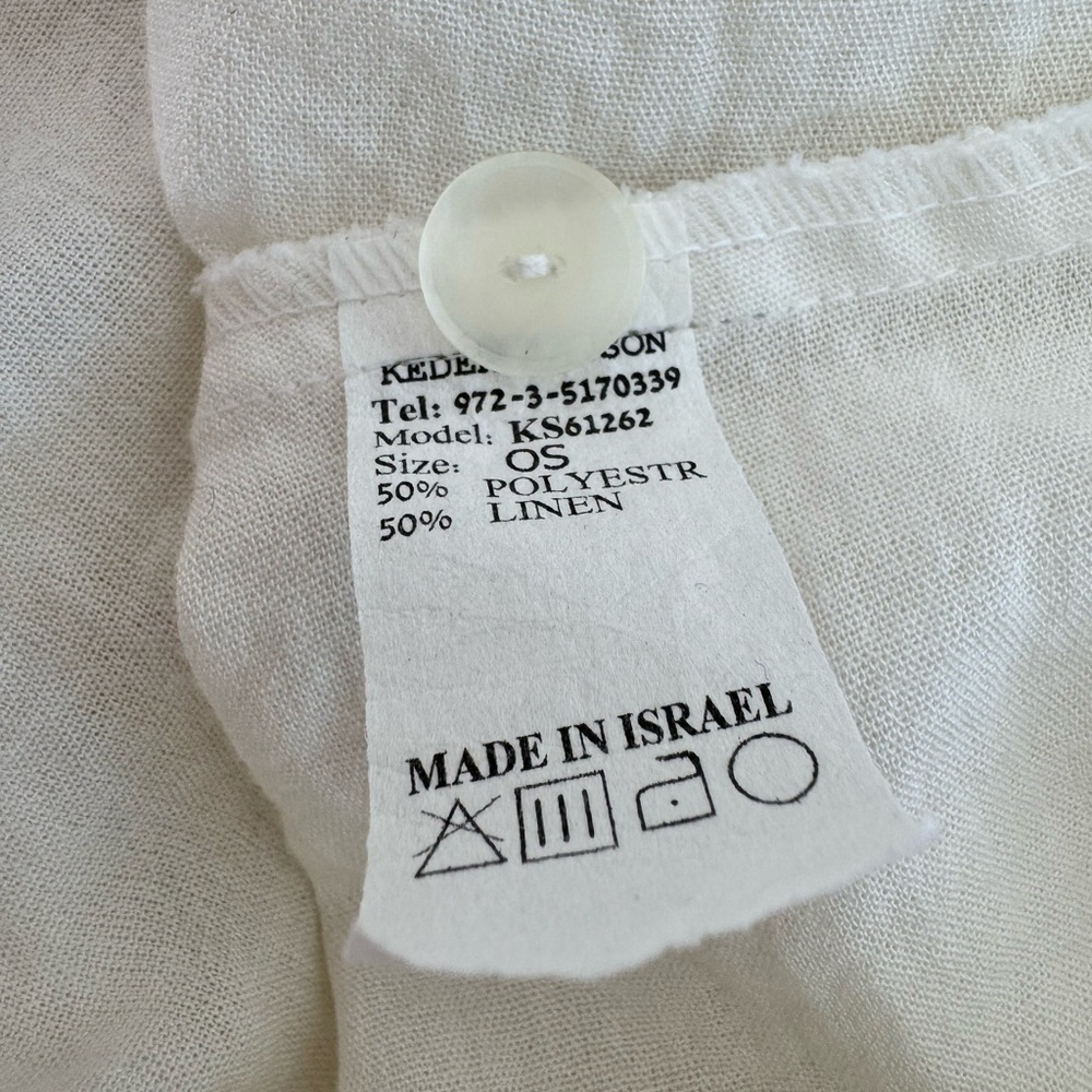 Kedem Sasson Langelook White Linen One Size Top Tunic Blouse Off White EUC - Picture 11 of 11